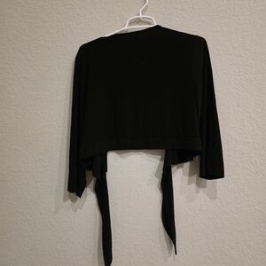 Lane Bryant Black Cropped Tie-Front Cardigan